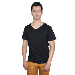 Camiseta para hombre cuello V profundo unicolor slim fit