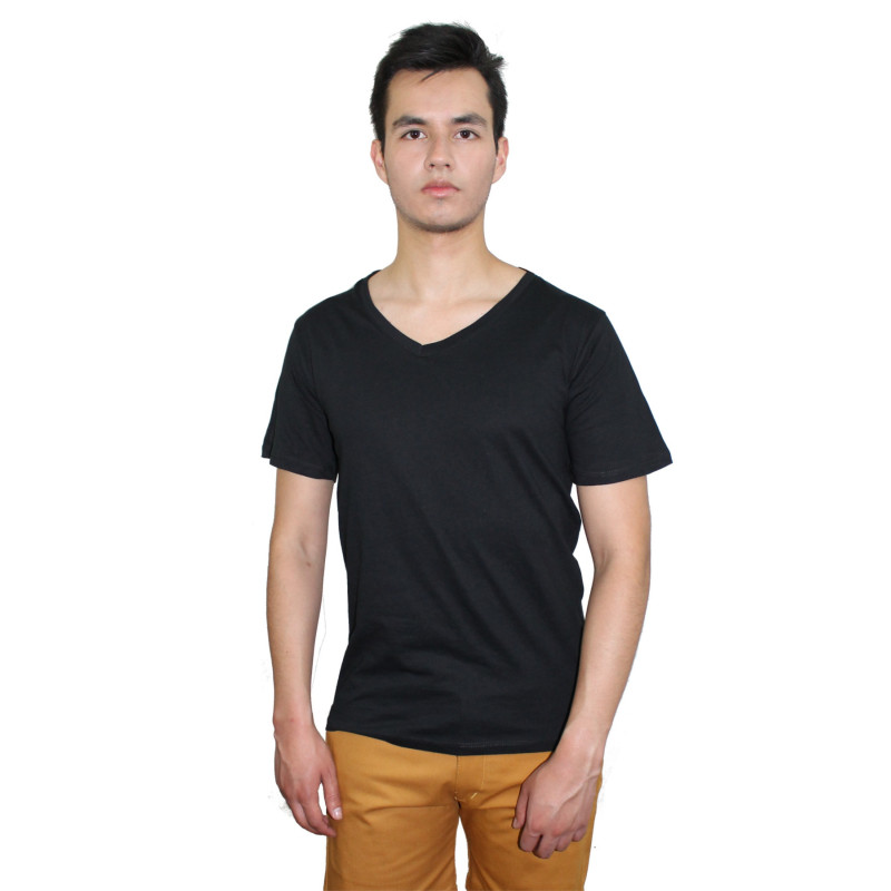 Camiseta para hombre cuello V profundo unicolor slim fit