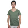 Camiseta para hombre cuello V profundo unicolor slim fit