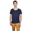 Camiseta para hombre cuello V profundo unicolor slim fit